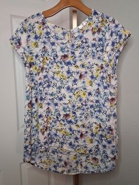 Kenar Floral Blouse Juniors XL Keyhole Back